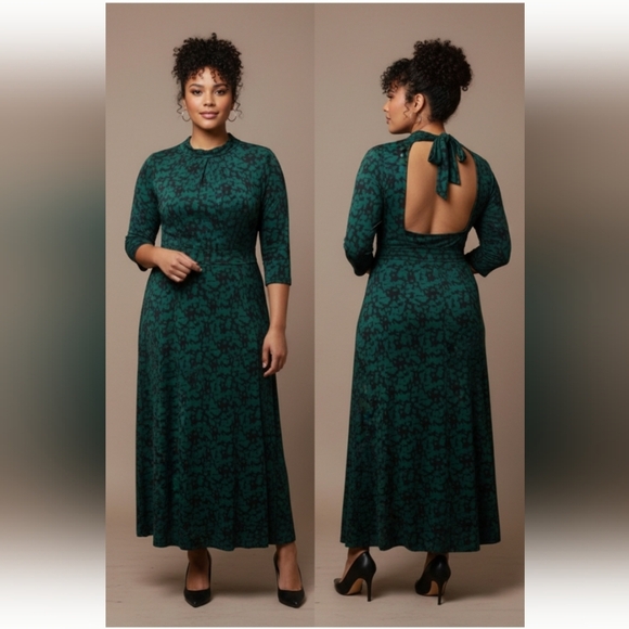 Lane Bryant Tie-Neck Open Back Midi Dress Size 14/16P (EUC) - Picture 1 of 16